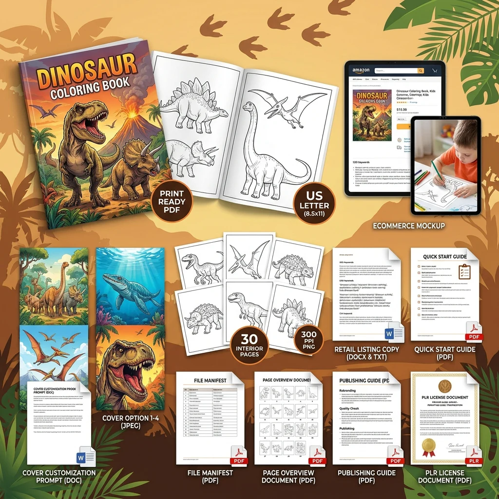 Dinosaur Coloring What You Get PLR files