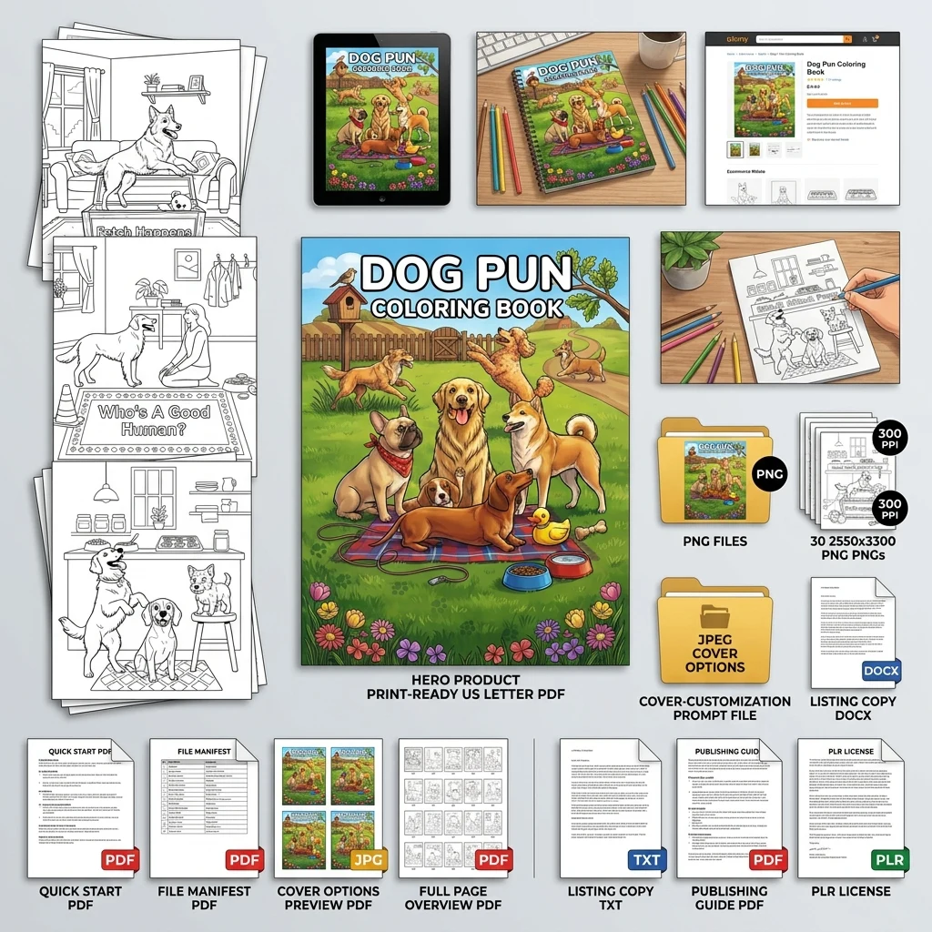 Dog Pun Coloring What You Get PLR files