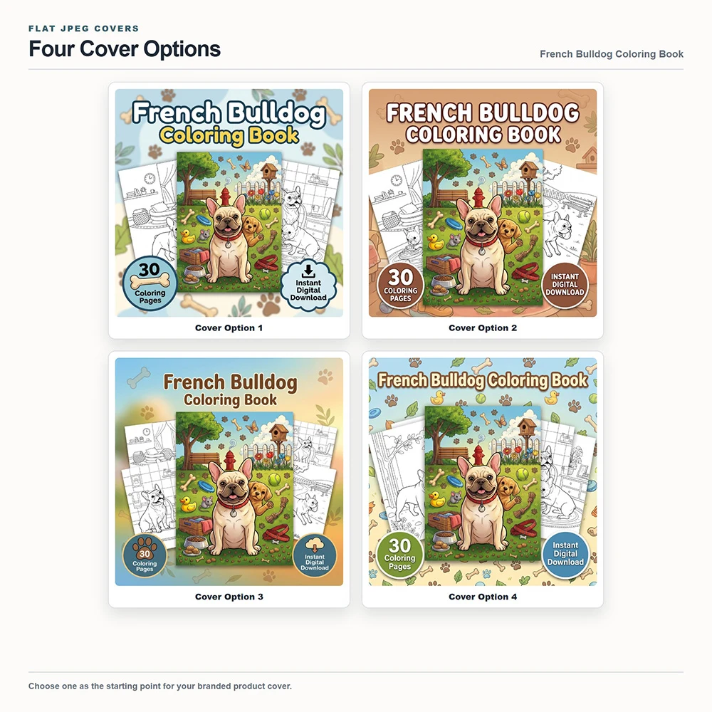French Bulldog Coloring Your Brand PLR cover options