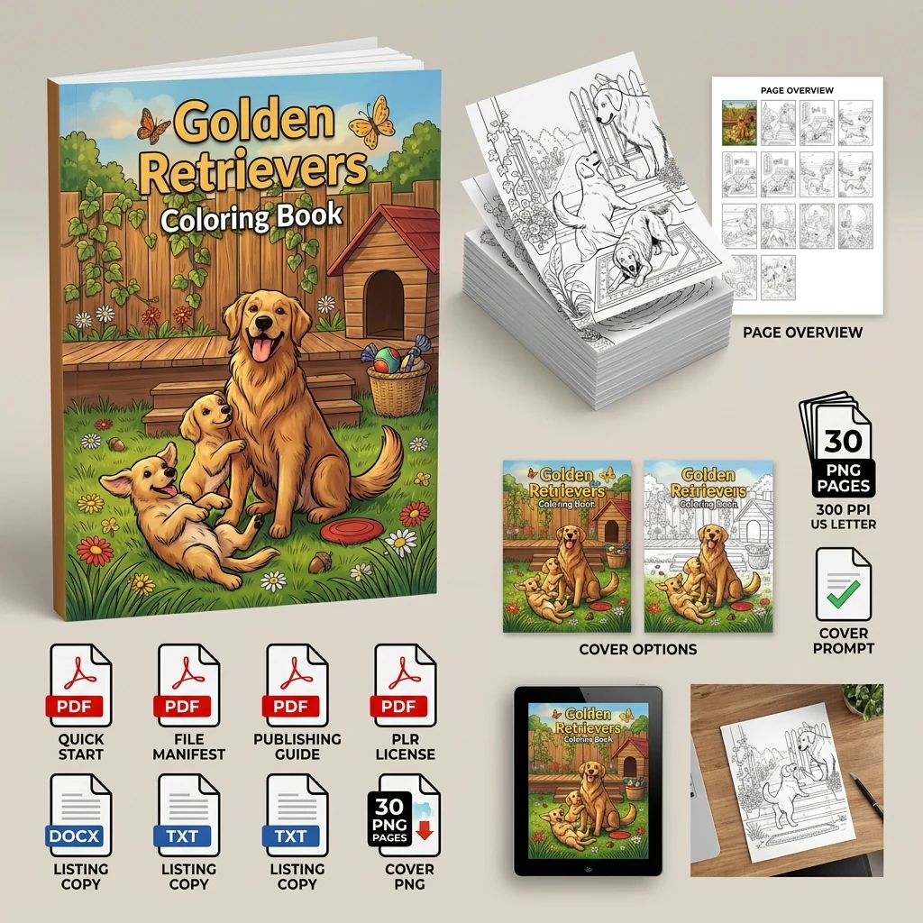 Golden Retrievers Coloring What You Get PLR files