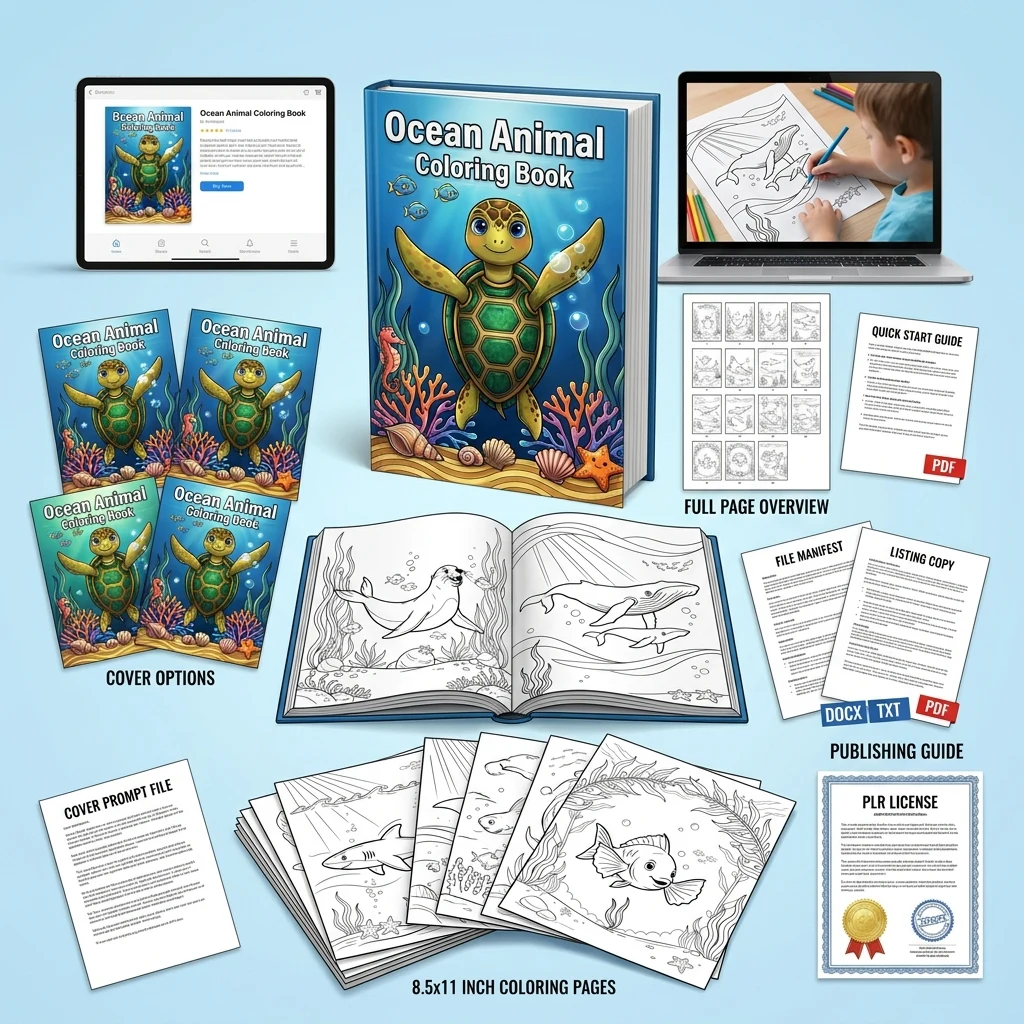 Ocean Animal Coloring What You Get PLR files
