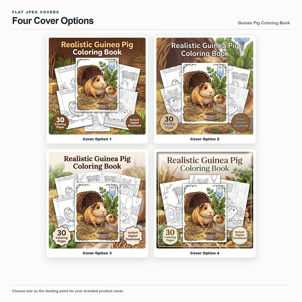 Realistic Guinea Pig Coloring Your Brand PLR cover options