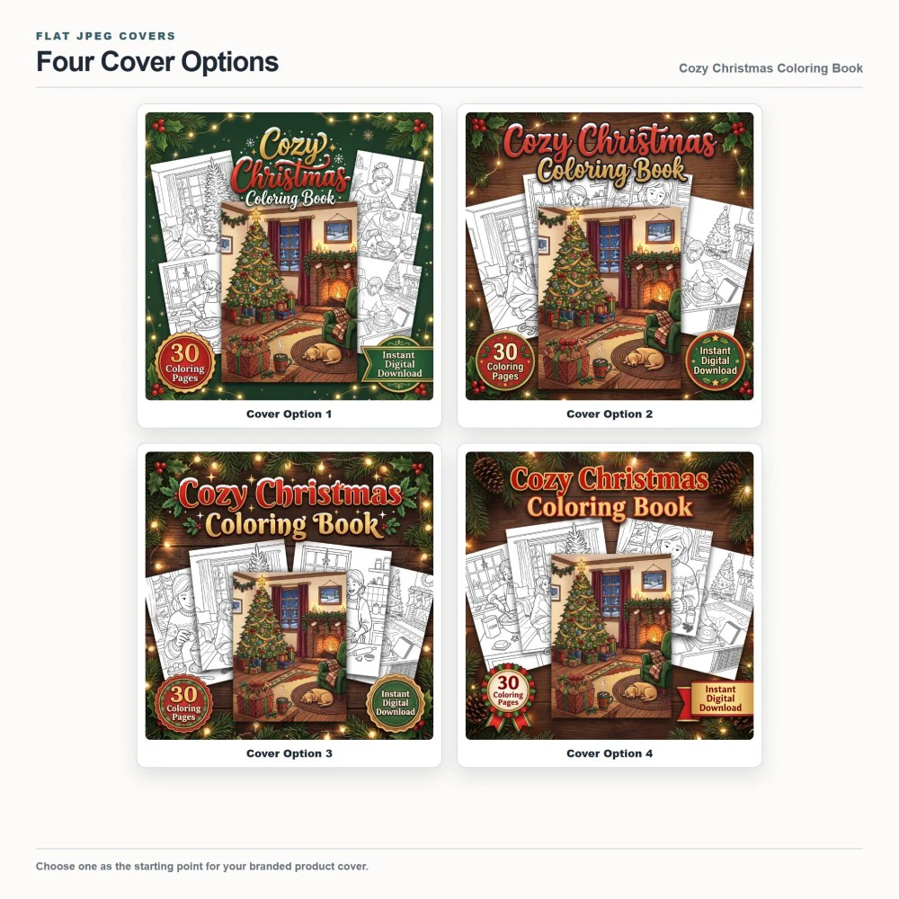 Cozy Christmas Coloring Your Brand PLR cover options