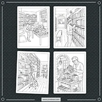 Cozy Bookshop And Coffee Shop Coloring PLR mockup 1