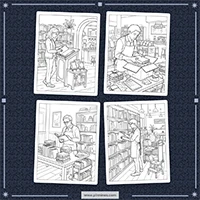 Cozy Bookshop And Coffee Shop Coloring PLR mockup 2
