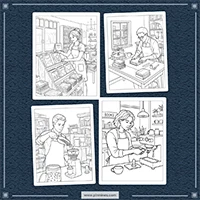 Cozy Bookshop And Coffee Shop Coloring PLR mockup 3