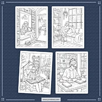 Cozy Bookshop And Coffee Shop Coloring PLR mockup 6