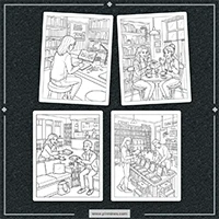 Cozy Bookshop And Coffee Shop Coloring PLR mockup 7