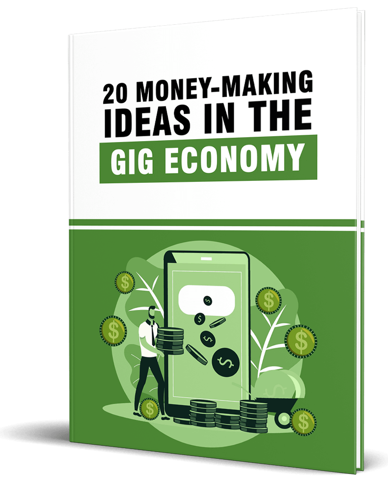 3D cover for '20 Money-Making Ideas in the Gig Economy' PLR eBook.