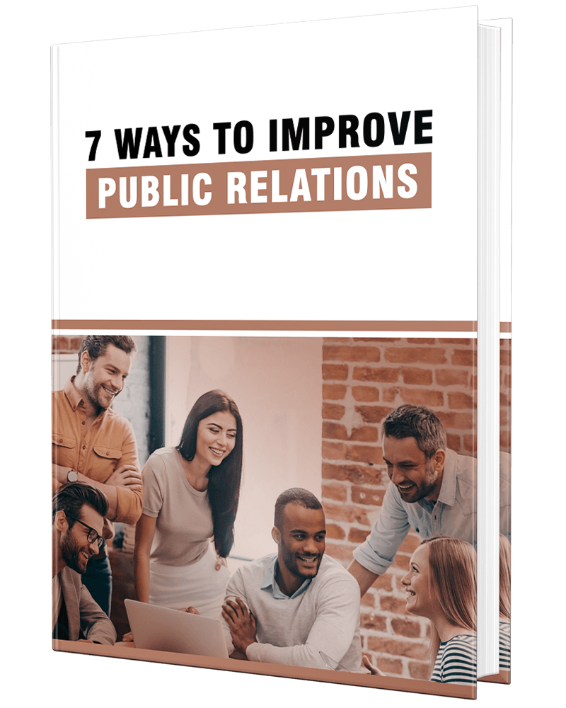 Cover design for '7 Ways to Improve Public Relations' PLR eBook.