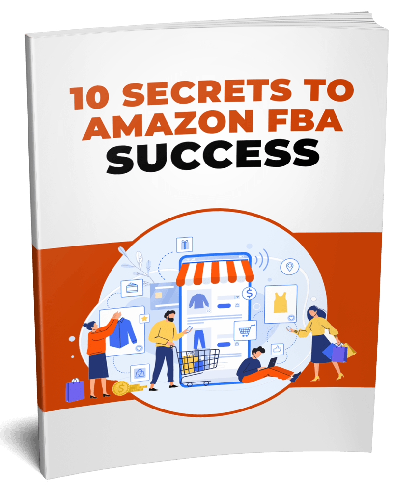 3D cover design for 'Secrets to Amazon FBA Success' PLR eBook.