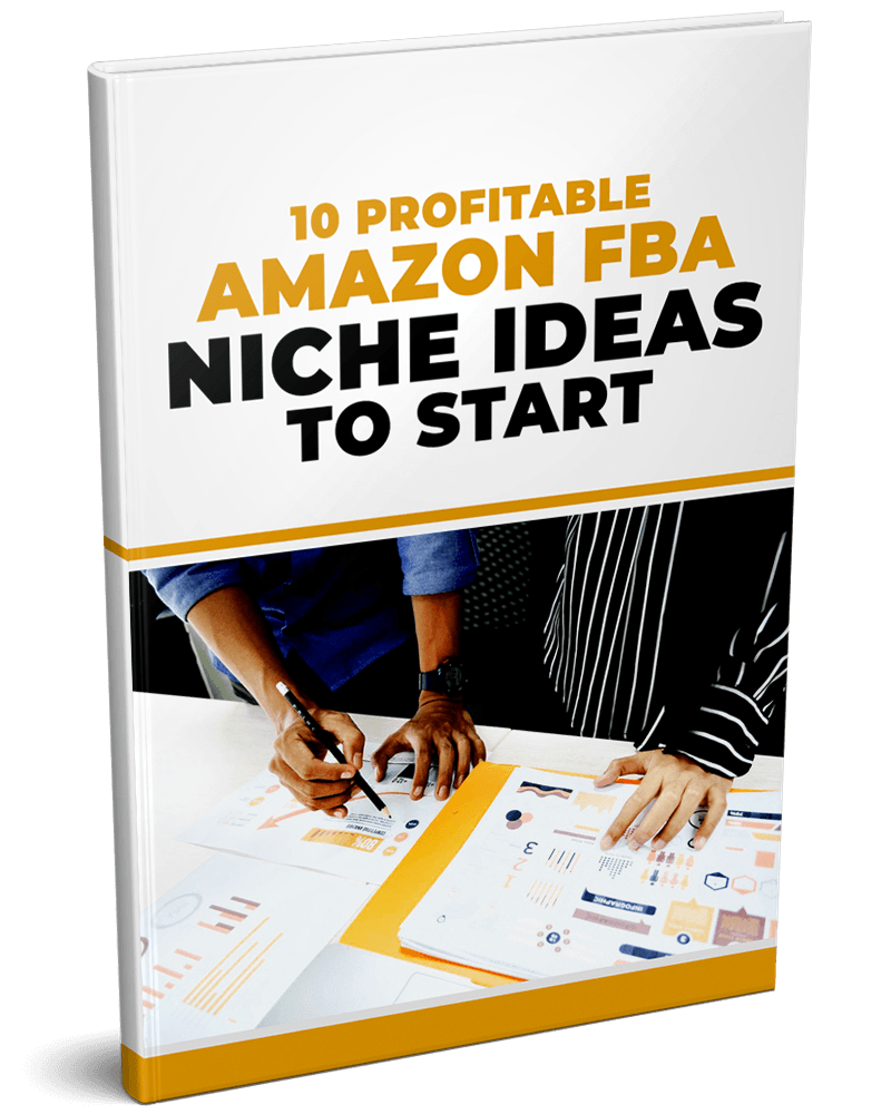 Cover mockup for 'Profitable Amazon FBA Niche Ideas' PLR eBook.