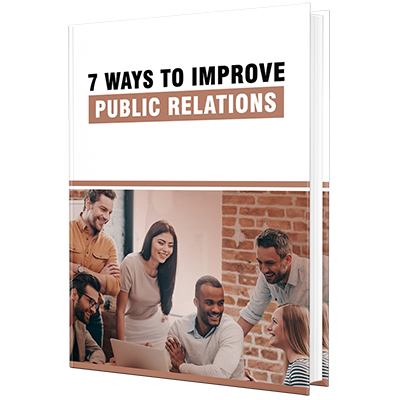 Cover design for '7 Ways to Improve Public Relations' PLR eBook.