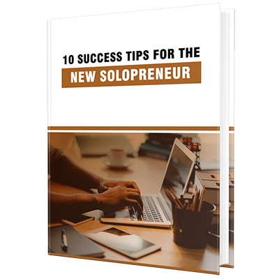 3D cover for '10 Success Tips for the New Solopreneur' PLR eBook.