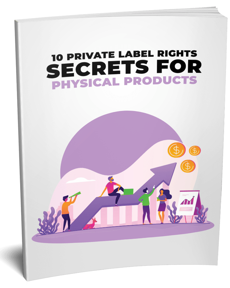 Cover mockup for 'Private Label Rights Secrets for Physical Products' eBook.