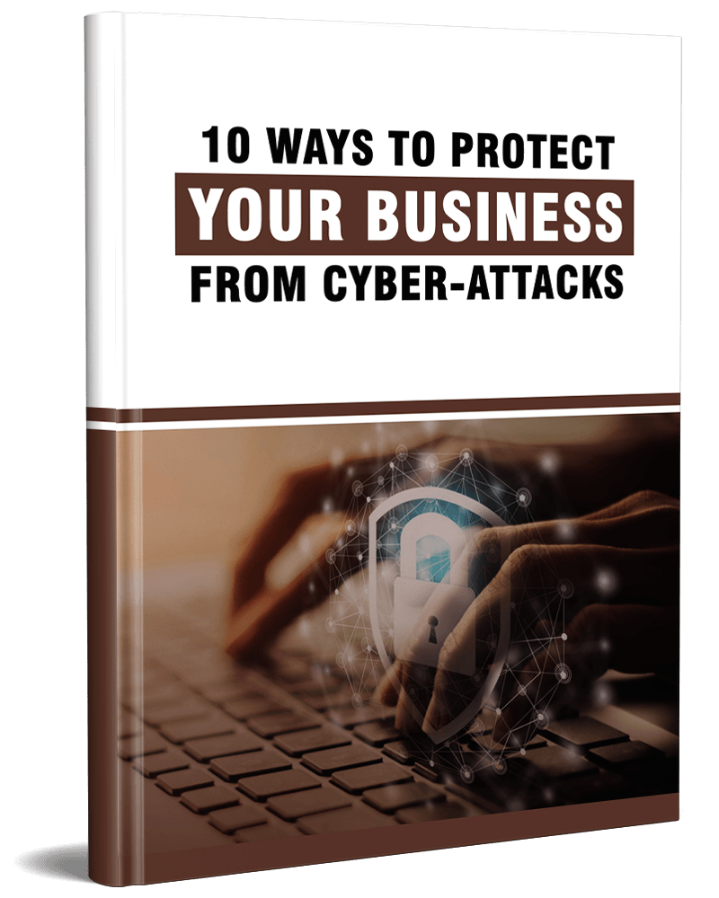 3D cover for 'Protect Your Business from Cyber-Attacks' PLR eBook.
