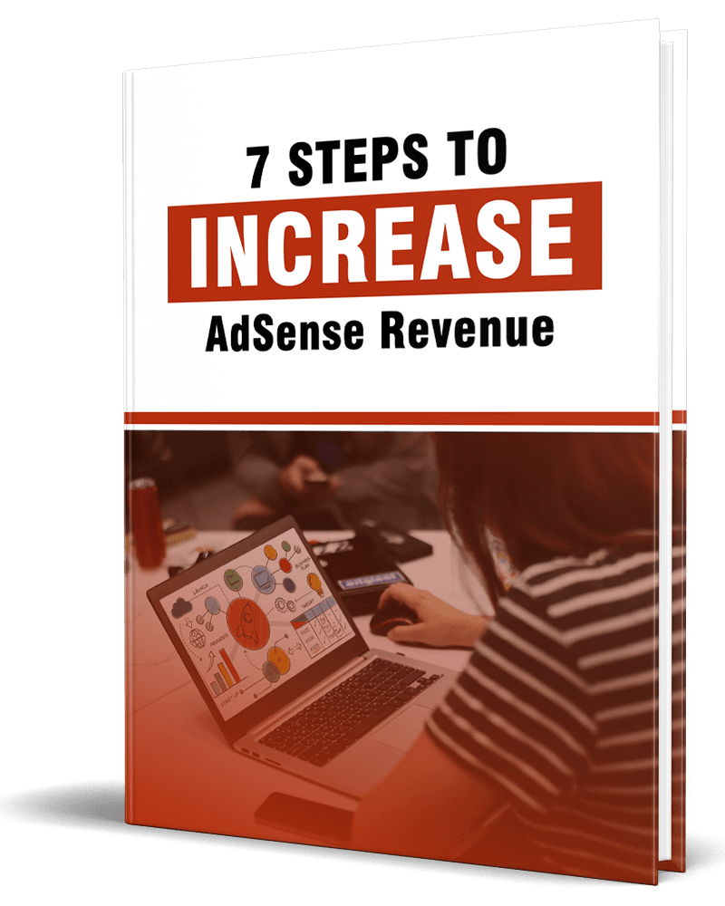 3D book cover for '7 Steps to Increase AdSense Revenue' PLR eBook.