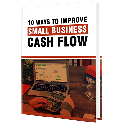 E-cover mockup for '10 Ways to Improve Small Business Cash Flow' PLR eBook.