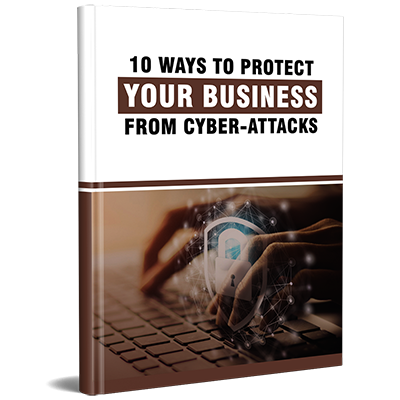 3D cover for 'Protect Your Business from Cyber-Attacks' PLR eBook.