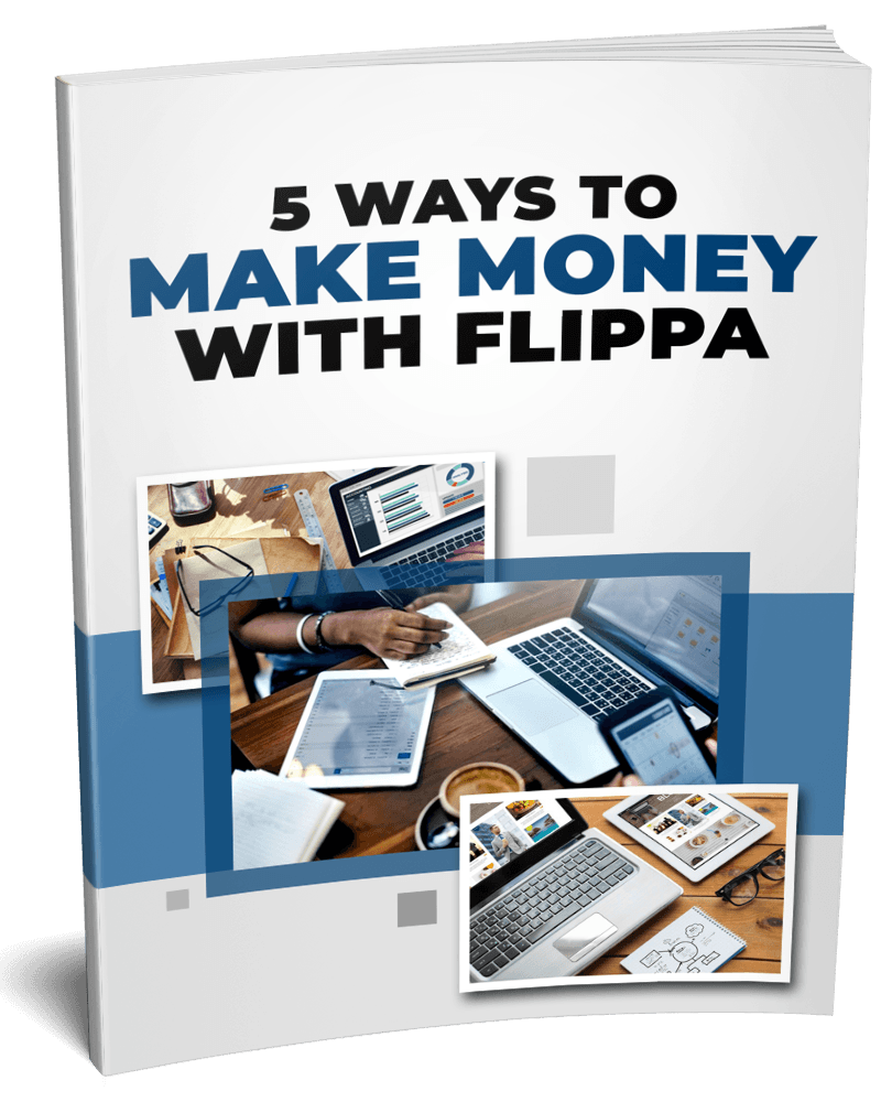 3D cover mockup for '5 Ways to Make Money With Flippa' PLR eBook.