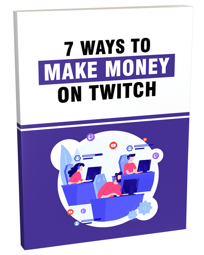 3D book cover for '7 Ways to Make Money on Twitch' PLR eBook.
