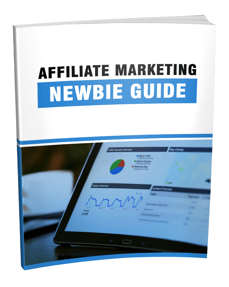 3D eBook mockup of 'Affiliate Marketing Newbie Guide' PLR book for beginners in affiliate marketing.