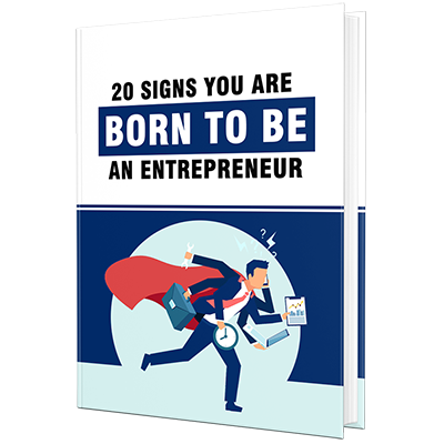 3D mockup of 'Born to Be an Entrepreneur' PLR eBook inspiring startup and business success.