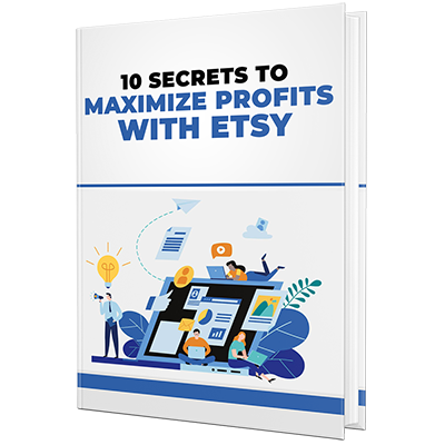3D book cover for 'Secrets to Maximize Profits With Etsy' PLR eBook.