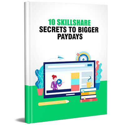 3D cover mockup of 'Skillshare Secrets to Bigger Paydays' PLR eBook on maximizing online income.