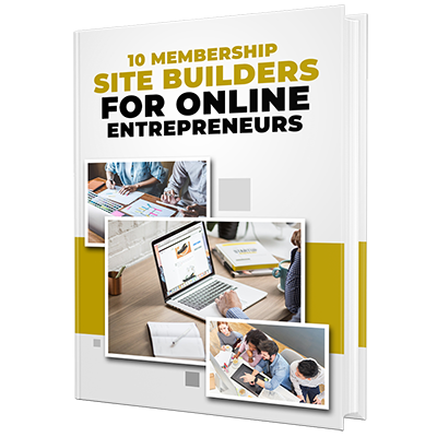 3D mockup of 'Membership Site Builders for Online Entrepreneurs' PLR eBook on creating subscription sites.