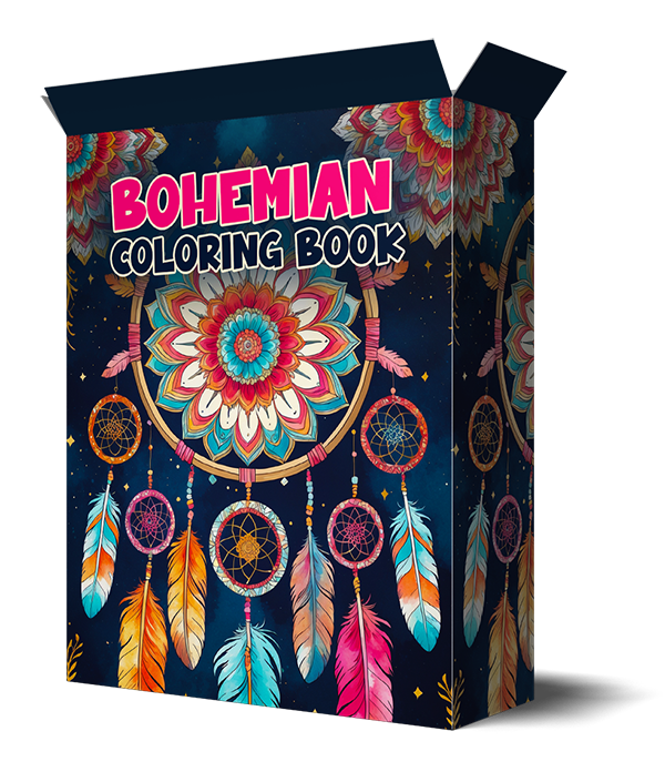 bohemian coloring book - PLR graphics