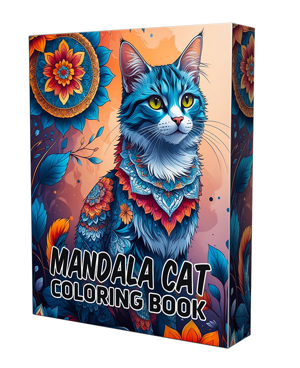 cat mandala coloring - private license graphics
