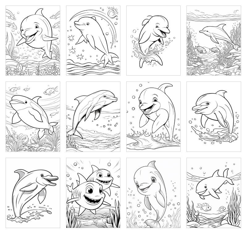 dolphin coloring book kids
