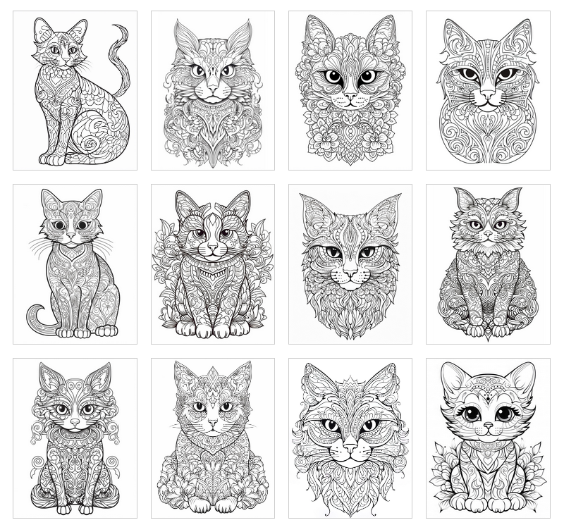 mandala cat coloring book