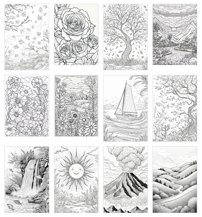 nature coloring pages kids