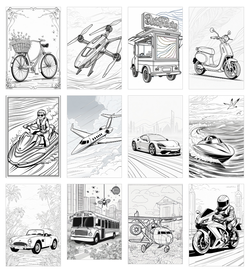 vehicle coloring pages kids