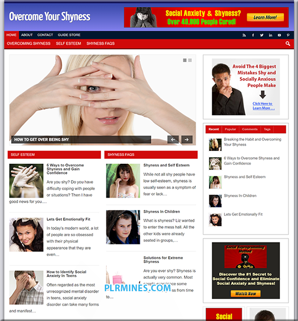 overcome your shyness PLR website