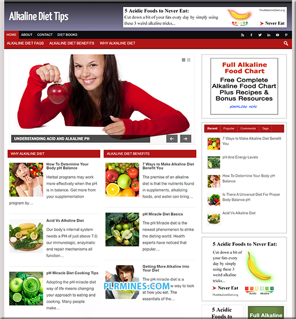alkaline diet PLR blog