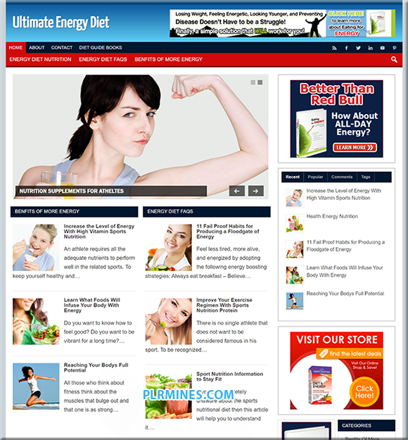 energy diet PLR website