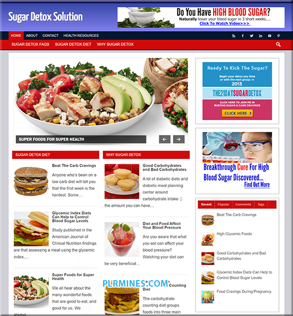 sugar detox plr wordpress blog
