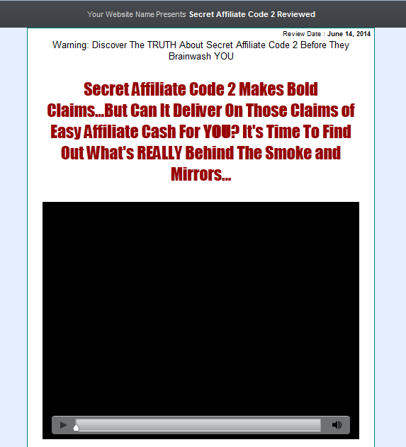 Secret Affiliate Code 2 Presell Template secret affiliate code two presell template