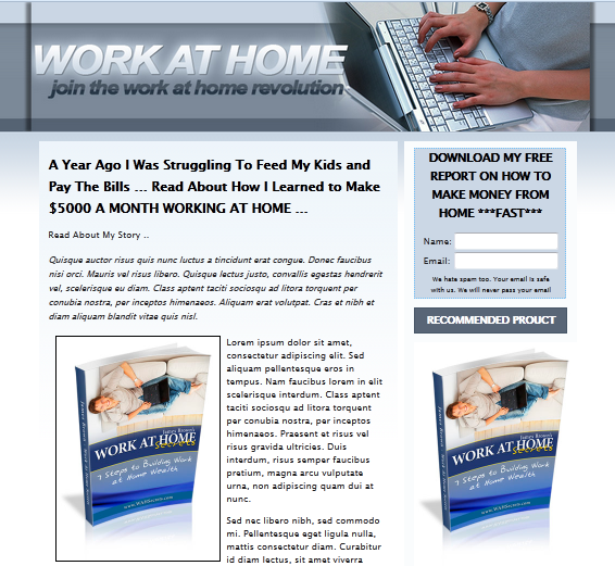 work home landing page template